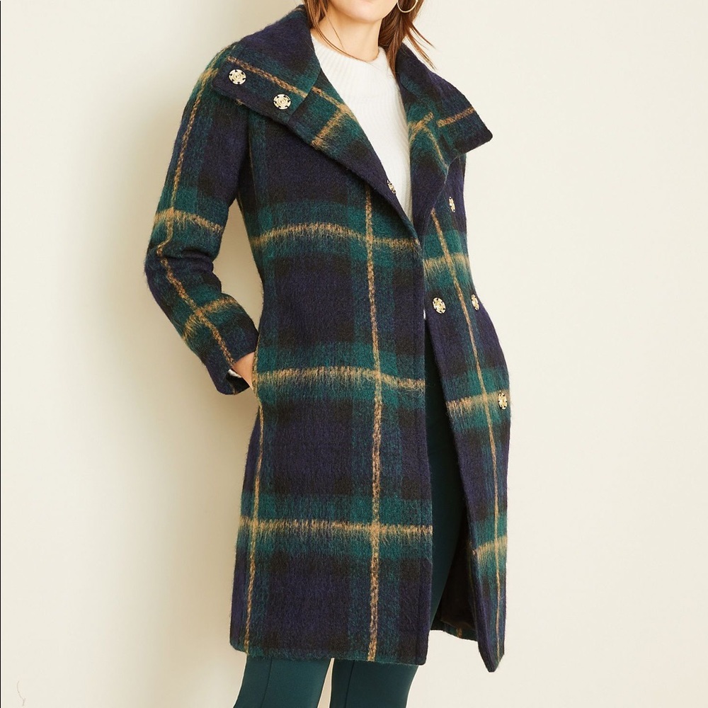 Ann Taylor “Blackwatch” Funnel Coat